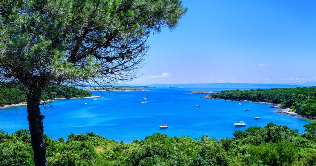 Blick auf das Meer in Istrien vom Hügel aus